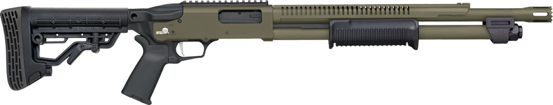 Mossberg 590R Stand-Off OD Green Cerakote Shotgun 12GA 3" Chamber 6RD Capacity 18.5" Barrel Adjustable Stock