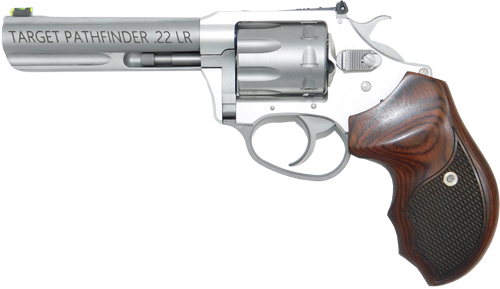 Charter Arms Pathfinder Handgun .22 LR 8RD Capacity 4.2" Barrel Anodized Stainless Steel Rosewood Checkered Grip