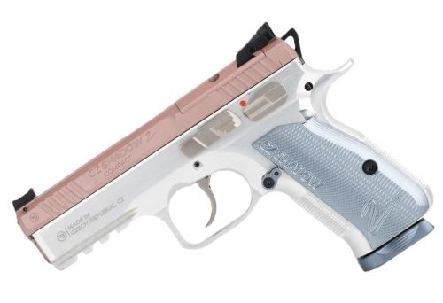 CZ Shadow 2 Compact Optic Ready Rose Handgun 9MM Luger 15RD Magazines(2) 4" Barrel Silver Aluminum Grip