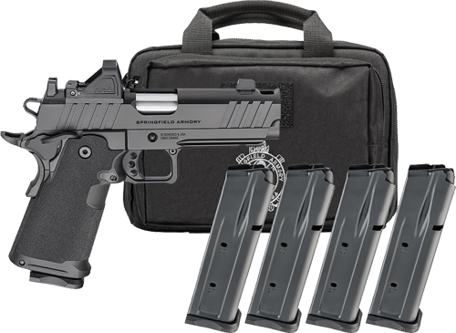Springfield Armory Gear Pac 1911 DS Prodigy Comp Handgun 9MM Luger 17(3) &20(1)rd Magazines 4.25" Barrel Black Viridian Green Dot Bag