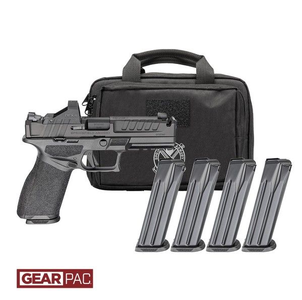 Springfield Gear Pac Echelon 4.5F Comp Handgun 9MM Luger 10rd(4) Magazines 4.5" Barrel U-Notch Sights Green Dot & Bag
