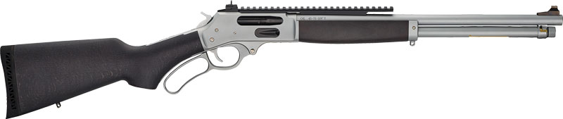 Henry All-Weather Lever Action Side Gate Rifle .45-70 4RD Magazine 18.43" Barrel Black Stained Hardwood and Silver with Picatinny Rail