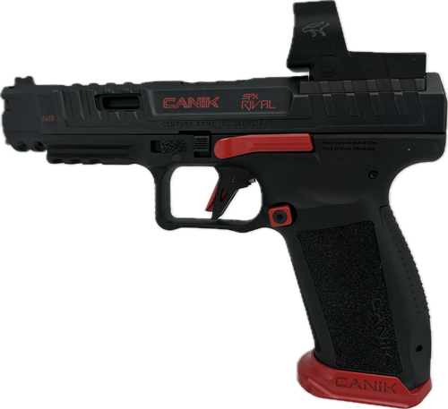 Canik SFx Rival Red 5in 18rd 9mm Semi-Auto Pistol w/ Mecanik MO3 optic-ready setup
