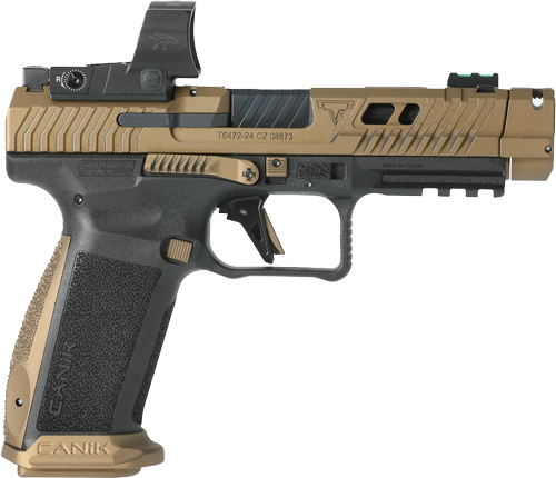 Canik TTI Combat Handgun 9MM Luger 18RD Magazines (2) 4.6" Barrel Black and Bronze with Mecanik M03 Optic