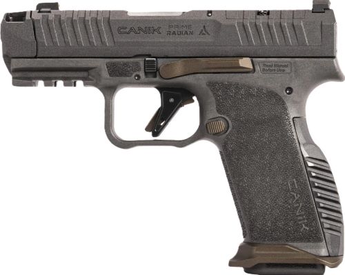 Canik Prime Radian Handgun 9MM Luger 17RD Magazines(2) 3.83" Comp Barrel Optic Ready Grey W/Onyx Red Dot