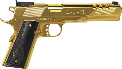 Iver Johnson GIJ39 Eagle XL 10MM 6" 24K Gold Ported Black Wood