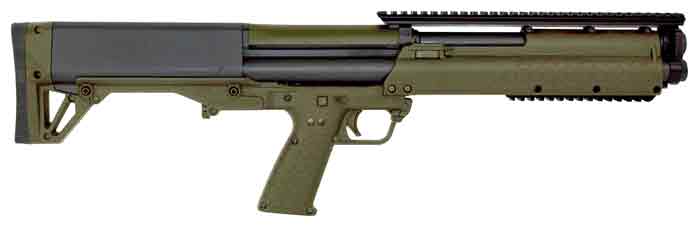 Kel-Tec KSG Pump Action Shotgun 12 Gauge 18.5" Barrel 3" Chamber 12 Rounds Dual Tube Magazines Downward Ejection Synthetic Stock OD Green - Kel-Tec - Best Price $649.99