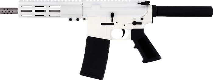 GLFA AR15 Pistol 223 Wylde - 7.5" Stainless BBL White