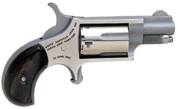 NAA 22LR Mini Revolver Handgun .22 LR 5RD Capacity 1.125" Barrel Silver with Wood Grip