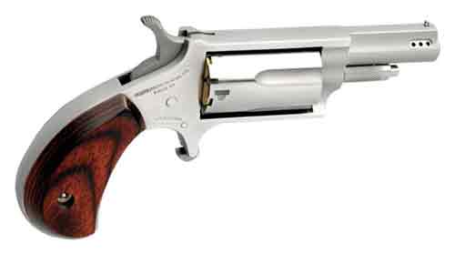 North American Arms 22M Ported Handgun .22 MAG 5RD Capacity 1.63" Barrel Silver with Wood Grip
