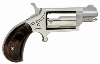 NAA 22MS Mini Revolver Handgun .22 WMR 5RD Capacity 1.125" Barrel Silver with Wood Grip