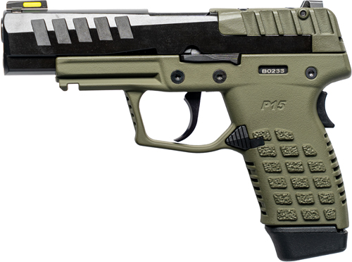 KELTEC P15 9mm 4" 15-Round Compact Pistol (Black Slide/Green Frame)