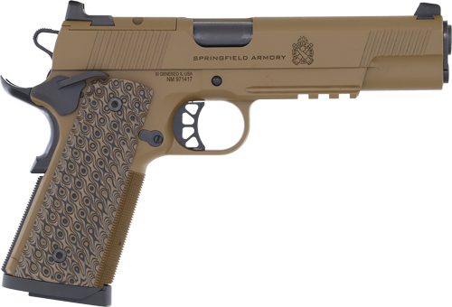 Springfield 1911 TRP AOS Coyote Handgun .45 Auto 8RD Magazines(3) 5" Barrel Optic Cut and Light Rail