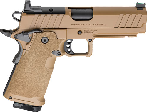 Springfield 1911 DS Prodigy Comp Handgun 9MM Luger 10RD Magazines(2) 4.25'' Barrel Coyote Brown