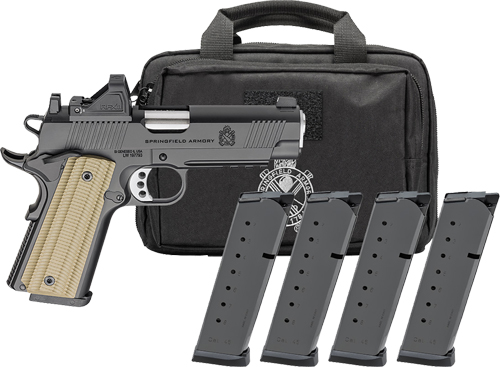 Springfield Gear Pac 1911 Operator AOS Handgun 9MM Luger 9RD Magazines(4) 4.25" Barrel Green Dot & Bag