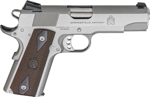 Springfield 1911 Garrison Handgun 9MM Luger 9RD Magazine(1) 4.25" Barrel Wood Grips Stainless
