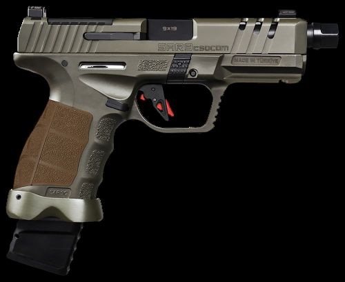 SAR Firearms SAR9 Socom Compact Compensator 9mm Luger 4.5" 21RD Striker Fired Pistol, Od Green image 2