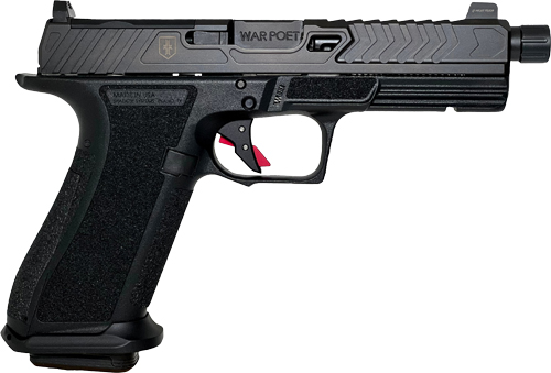 Shadow Systems DR920 War Poet Handgun 9MM Luger 17RD Magazines (2) 5" Threaded Barrel Black War Poet Slide Engraving with Night Sights