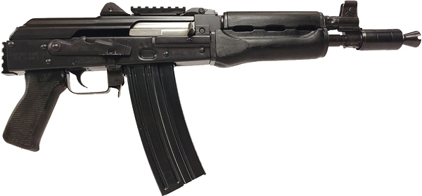Zastava ZPAP85 Alpha AK-47 Pistol Bulged Trunnion 1.5MM Receiver - Stained Wood Handguard | 5.56NATO | 10" Barrel | Booster Brake | Rear Trunnion Picatinny Rail