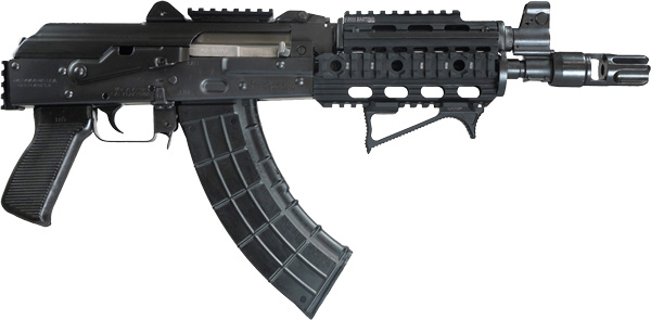 Zastava ZPAP92 AK-47 Pistol Bulged Trunnion 1.5MM Receiver - Black | 7.62X39 | 10" Chrome Lined Barrel | Night Brake | Quad Rail | Top Rail