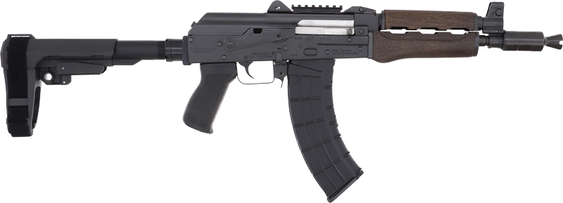 Zastava ZPAP92 AK-47 Pistol Bulged Trunnion 1.5MM Receiver - Stained Wood Handguard | 7.62X39 | 10" Chrome Lined Barrel | Booster Brake | SBA3 Arm Brace