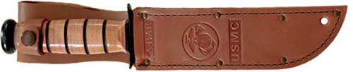 KA-BAR Fighting/Utility Knife - 5.25" SHRT W/LTHR USMC Serrtd