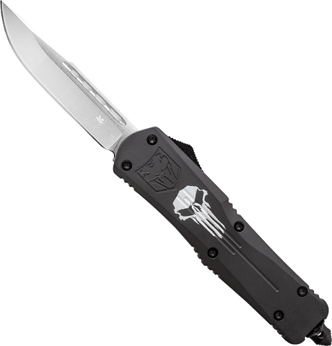 COBRATEC LARGE FS3 OTF BLACK PUNISHER 3.5” D2 STEEL DRP PNT - CobraTec Knives for sale at TheGunDock