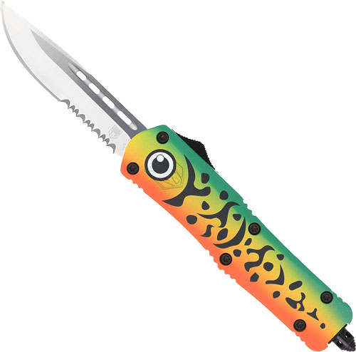 Cobratec FS3 OTF Knife MFLGNFS3DS Green 3" Drop Point Serrated Blade