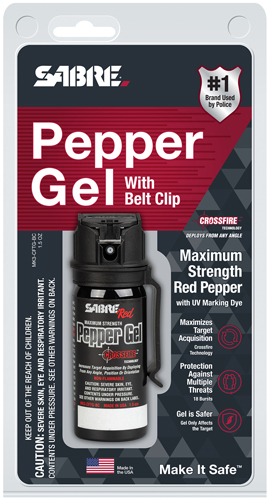 Sabre Crossfire MK3-CFTG-BC 1.8 oz Pepper Gel (18 Bursts) w/ Belt Clip