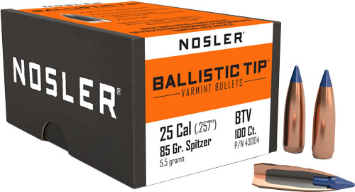 NOSLER BULLETS 25 CAL .257 - 85GR BALLISTIC TIP 100CT-img-2