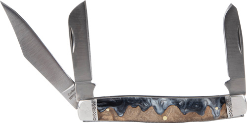 ABKT ROPER LAHAR SERIES 3BLADE STOCKMAN 3.25" WOOD RESIN HNDL - American Buffalo Knife & Tool