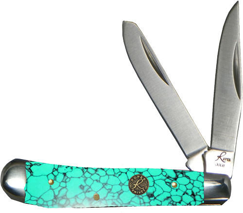 ABKT ROPER SERIES STONE PEANUT PEANUT 2-BLADE SEA FOAM - American Buffalo Knife & Tool