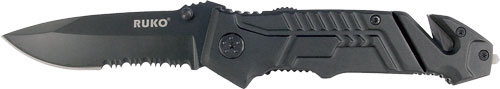RUKO Folder Spring Assist - 3.25" Rubber Black Handle