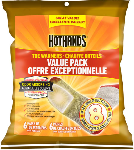 HOTHANDS TOE WARMER VALUE PACK 6 PAIRS PER PACK 8 HOUR W/ADHS
