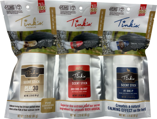 Tinks DEER LURE Scent Sticks - 3PC. Value PACK ALL Season