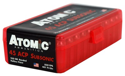 Atomic 45 ACP 250GR Subsonic - JHP 50RD 10BX/CS