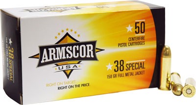 ARMSCOR .38 Special 158 Grain FMJ Handgun Ammunition