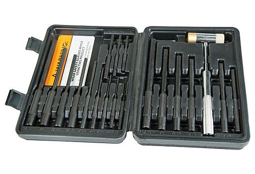 WHEELER ROLL PIN PUNCH MASTER SET 18-PUNCHES/1-HAMMER/CASE
