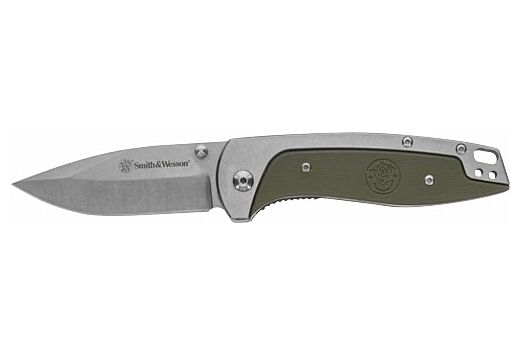 S&W KNIFE FREIGHTER FOLDING BLADE 3.6" G10 OD GRN HANDLE!