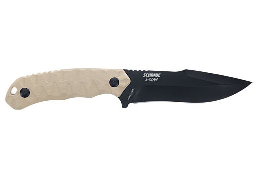 SCHRADE KNIFE I-BEAM 5" FIXED AUS-8 BLACK/FDE G10 HANDLE