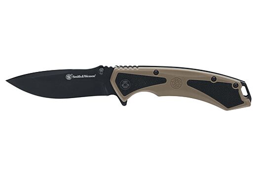 S&W KNIFE EXTREME OPS SPRING AST 3.25" BLACK/POLY GRIP