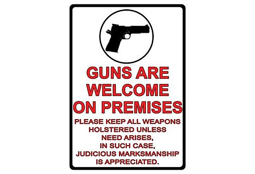 RIVERS EDGE SIGN 12"x17" "GUNS ARE WELCOME"