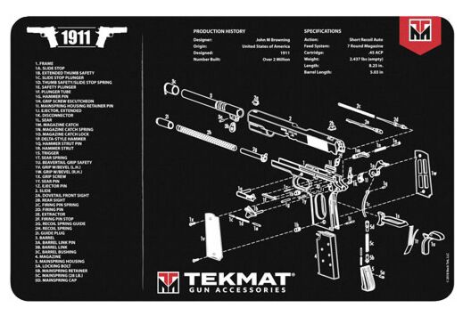 TEKMAT ARMORERS BENCH MAT 11"X17" 1911 PISTOL