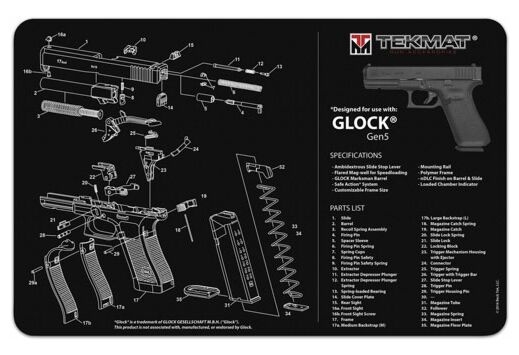 TEKMAT ARMORERS BENCH MAT 11"x17" FOR GLOCK G5 BLACK