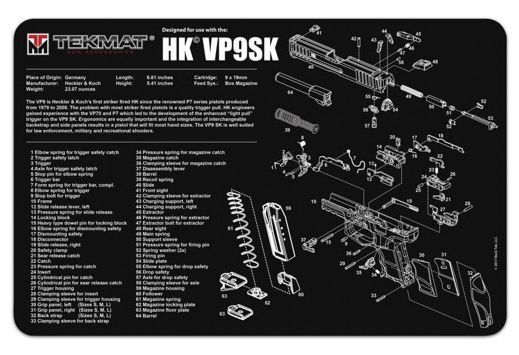 TEKMAT ARMORERS BENCH MAT 11"x17" HECKLER & KOCH VP9SK