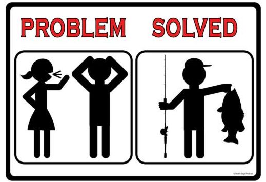 RIVERS EDGE SIGN 12"x17" "PROBLEM SOLVED FISH"