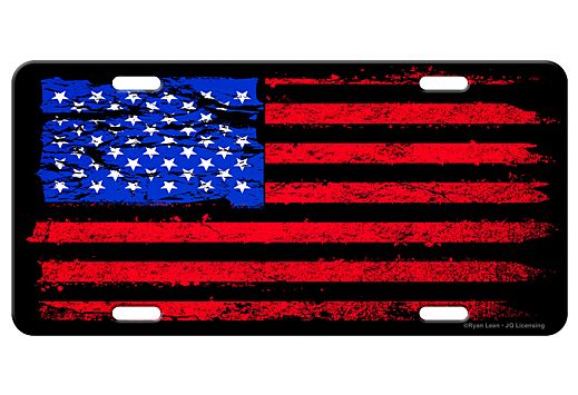 RIVERS EDGE LICENSE PLATE AMERICAN FLAG DISTRESSED