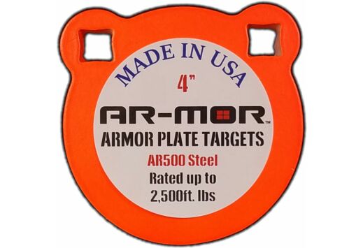 AR-MOR 4" AR500 STEEL GONG 1/2" THICK STEEL ORANGE ROUND