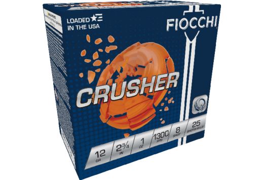 FIOCCHI 12GA 2.75" 1OZ 1300FPS #8 CRUSHER 250RD CASE LOT