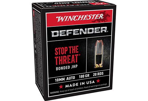 WINCHESTER DEFENDER 10MM AUTO 180GR BONDED JHP 20RD 10BX/CS